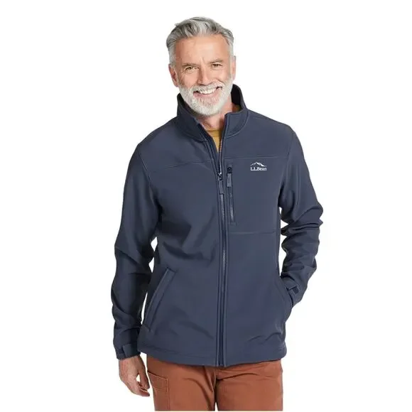 LL Bean Men's Windproof Performance Jacket Softshell Fleece Lined Coat XL Black